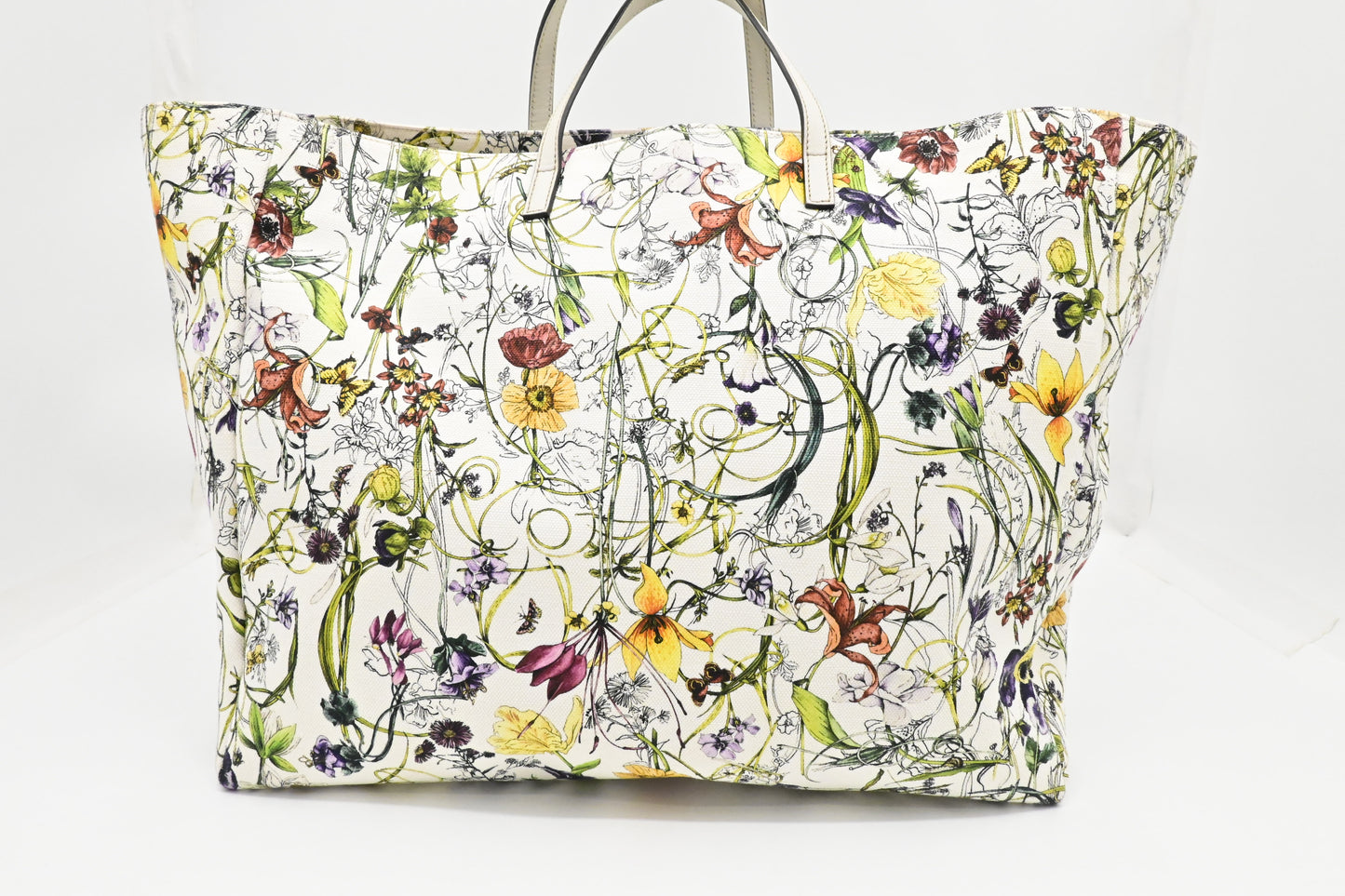 Gucci Tote in White Floral Canvas