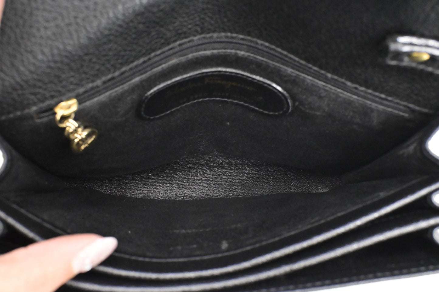 Ferragamo Wristlet Pouch in Black Leather