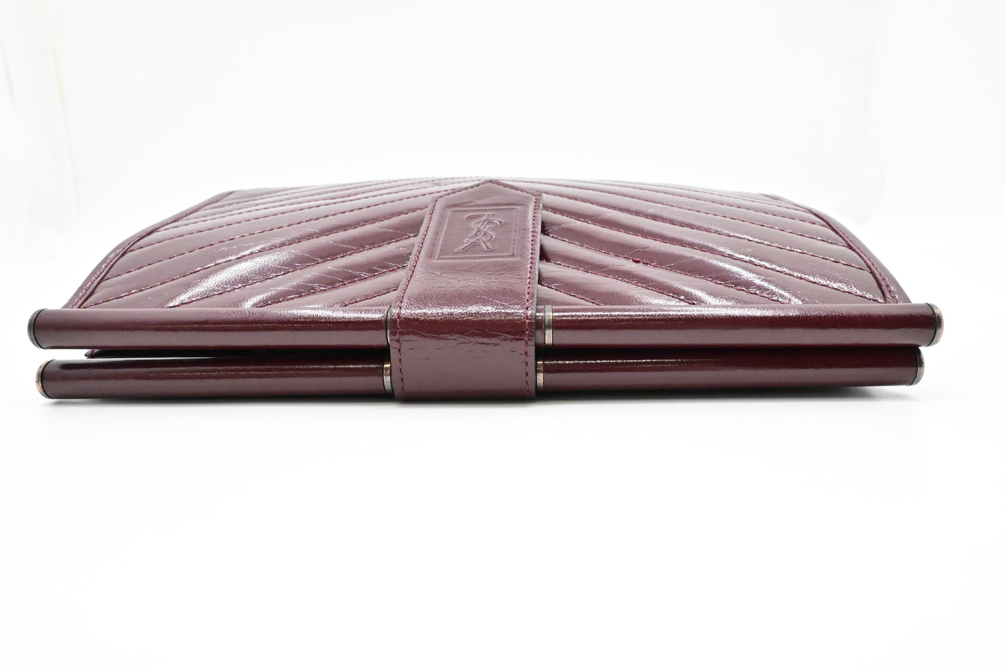 YSL Saint Laurent Pouch in Burgundy Chevron Leather
