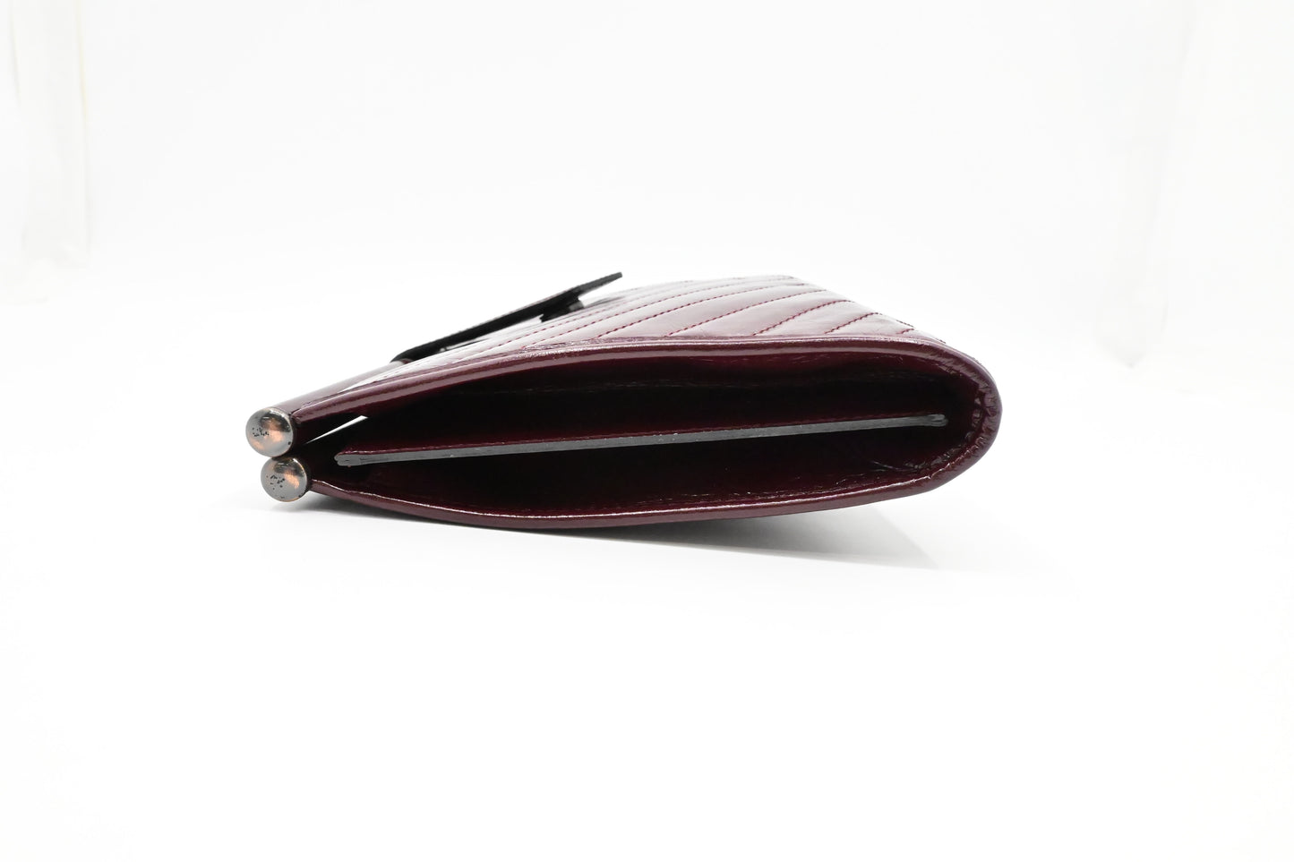 YSL Saint Laurent Pouch in Burgundy Chevron Leather