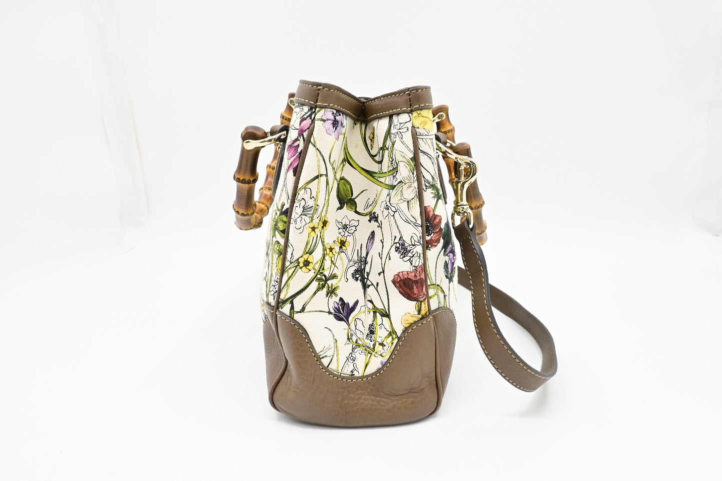 Gucci Bamboo 2way Bag in White Flora Canvas