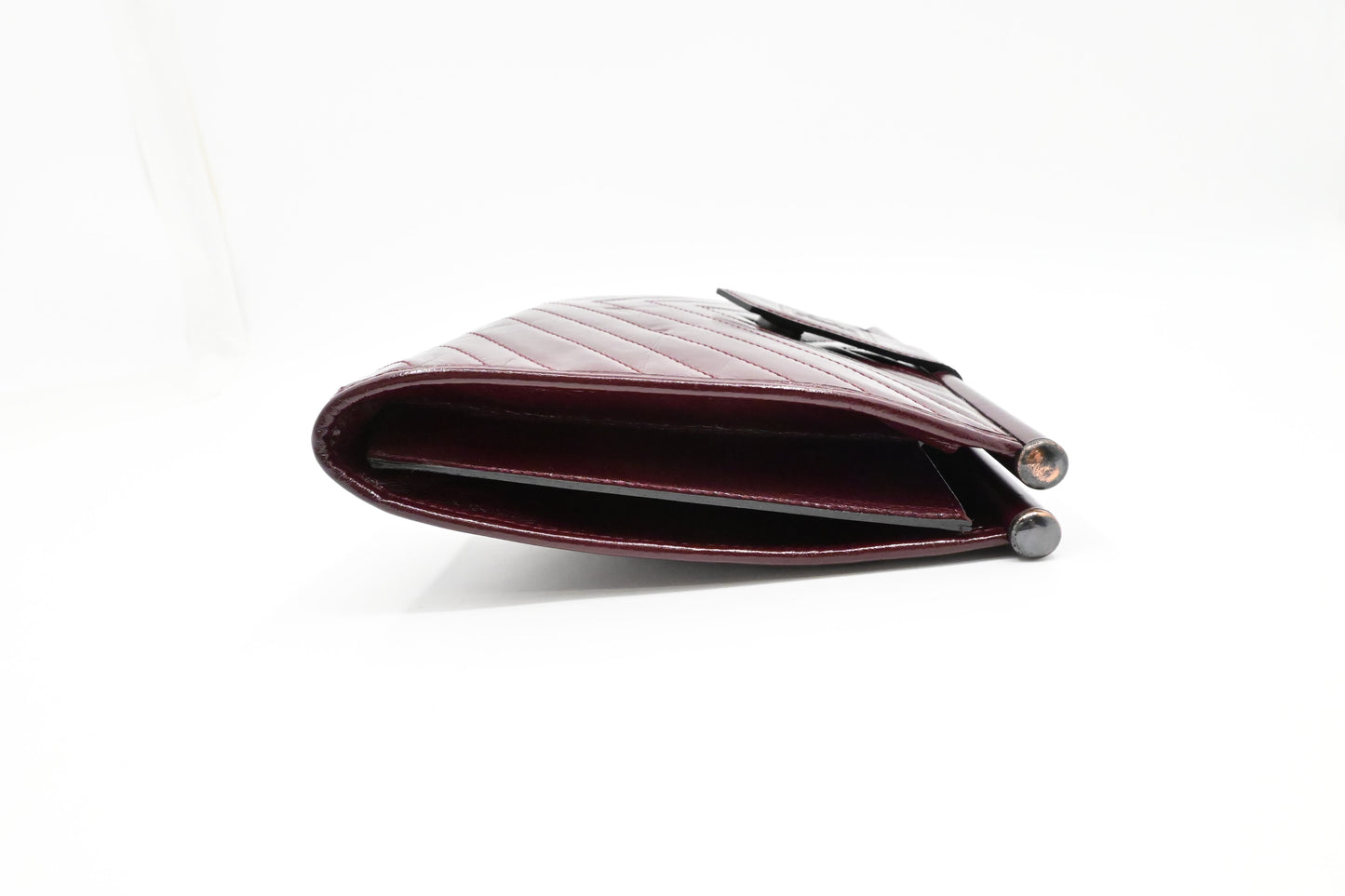 YSL Saint Laurent Pouch in Burgundy Chevron Leather