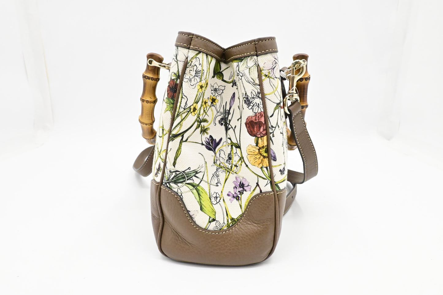 Gucci Bamboo 2way Bag in White Flora Canvas