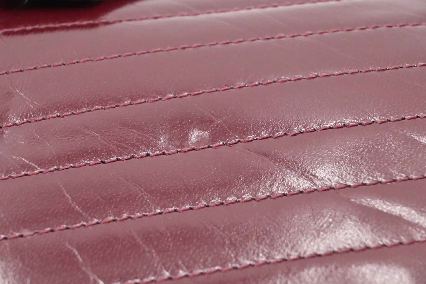 YSL Saint Laurent Pouch in Burgundy Chevron Leather