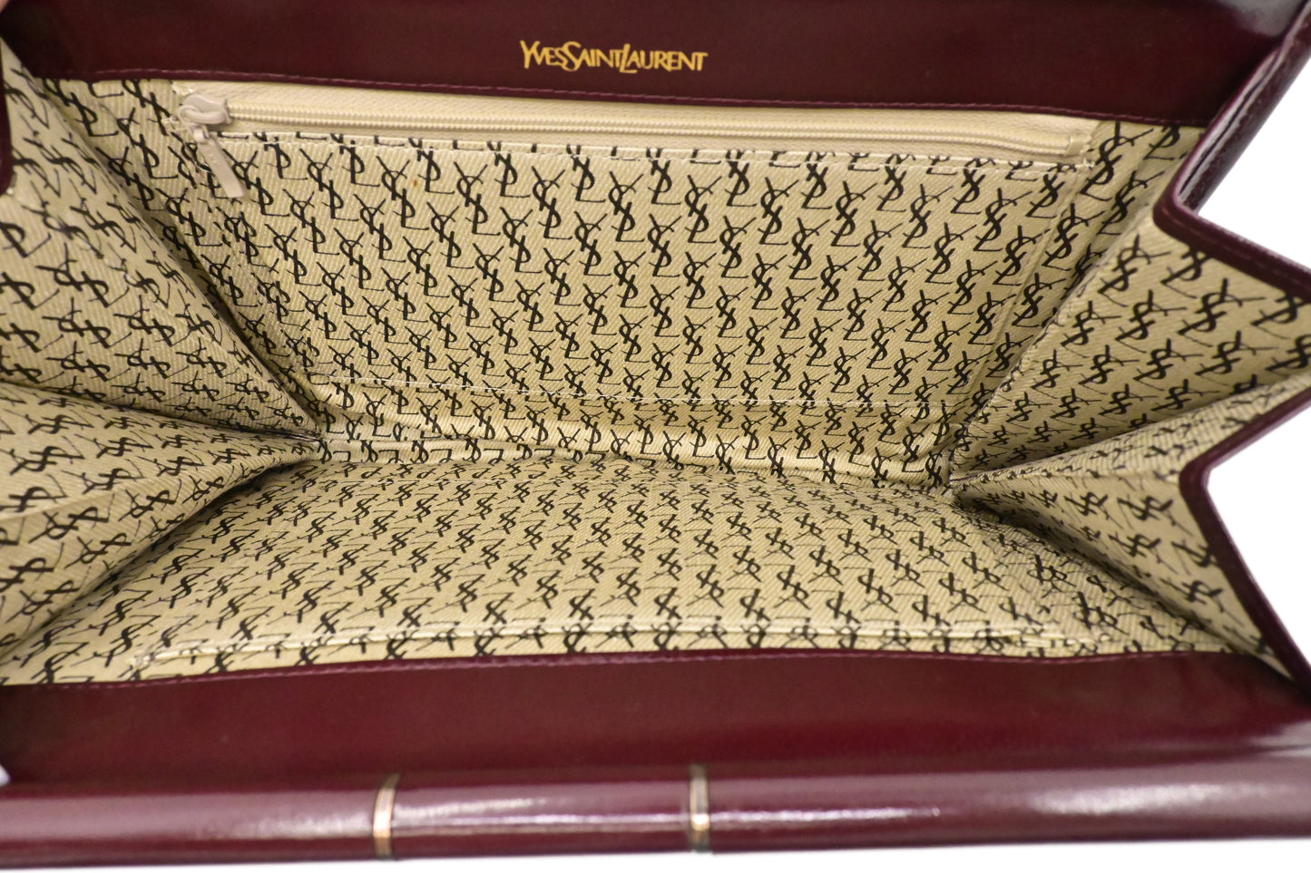 YSL Saint Laurent Pouch in Burgundy Chevron Leather