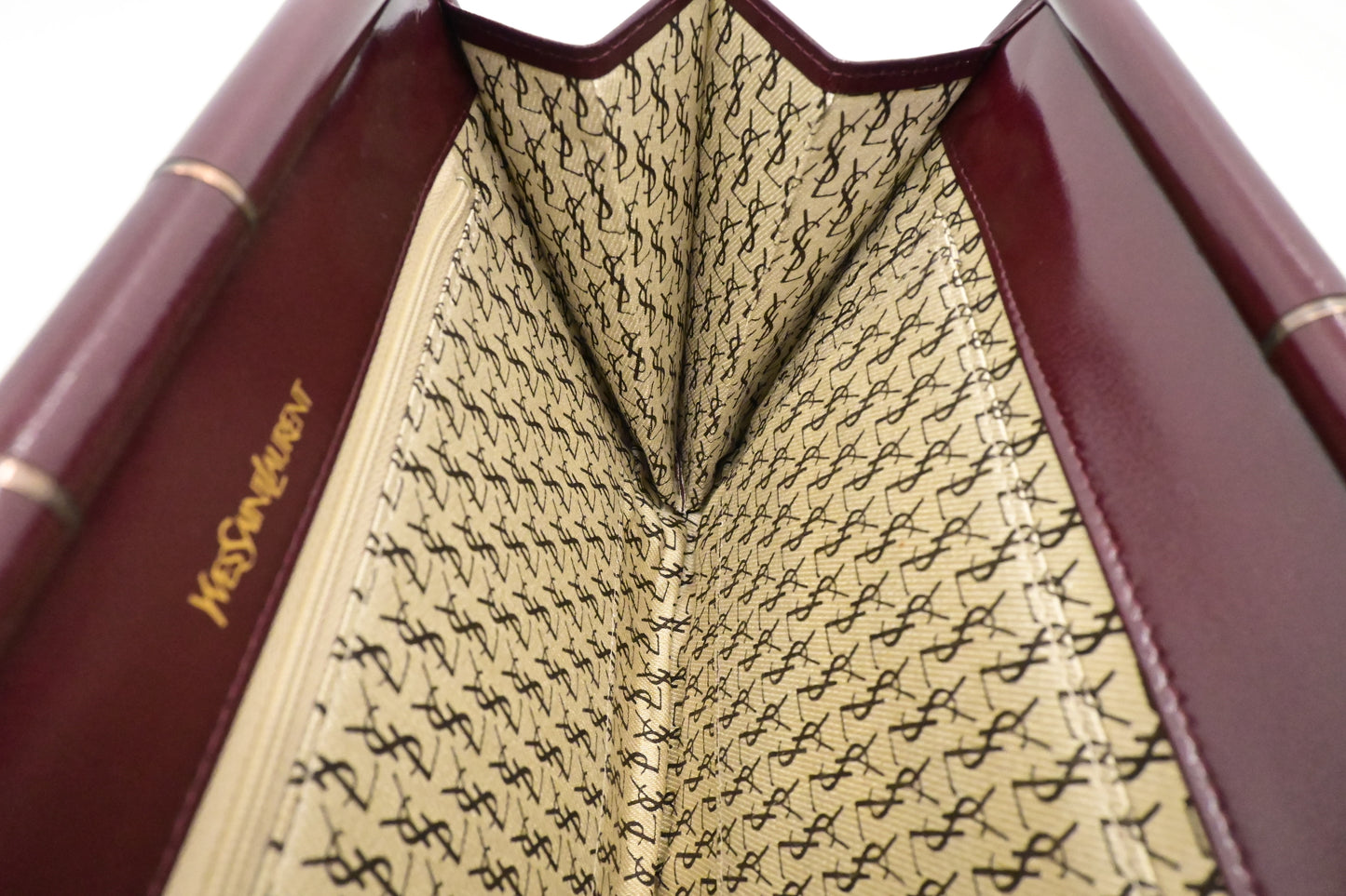 YSL Saint Laurent Pouch in Burgundy Chevron Leather