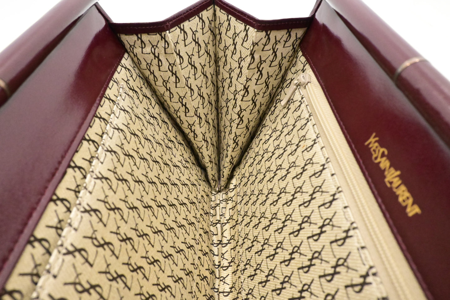 YSL Saint Laurent Pouch in Burgundy Chevron Leather