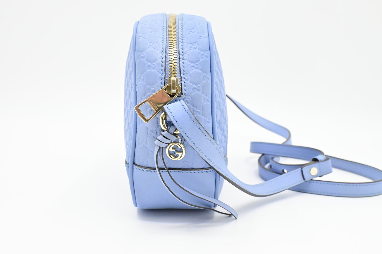 Gucci Crossbody in Baby Blue Micro Guccissima Leather