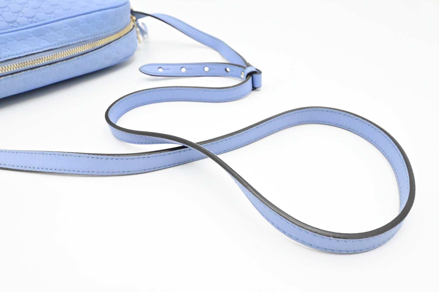 Gucci Crossbody in Baby Blue Micro Guccissima Leather