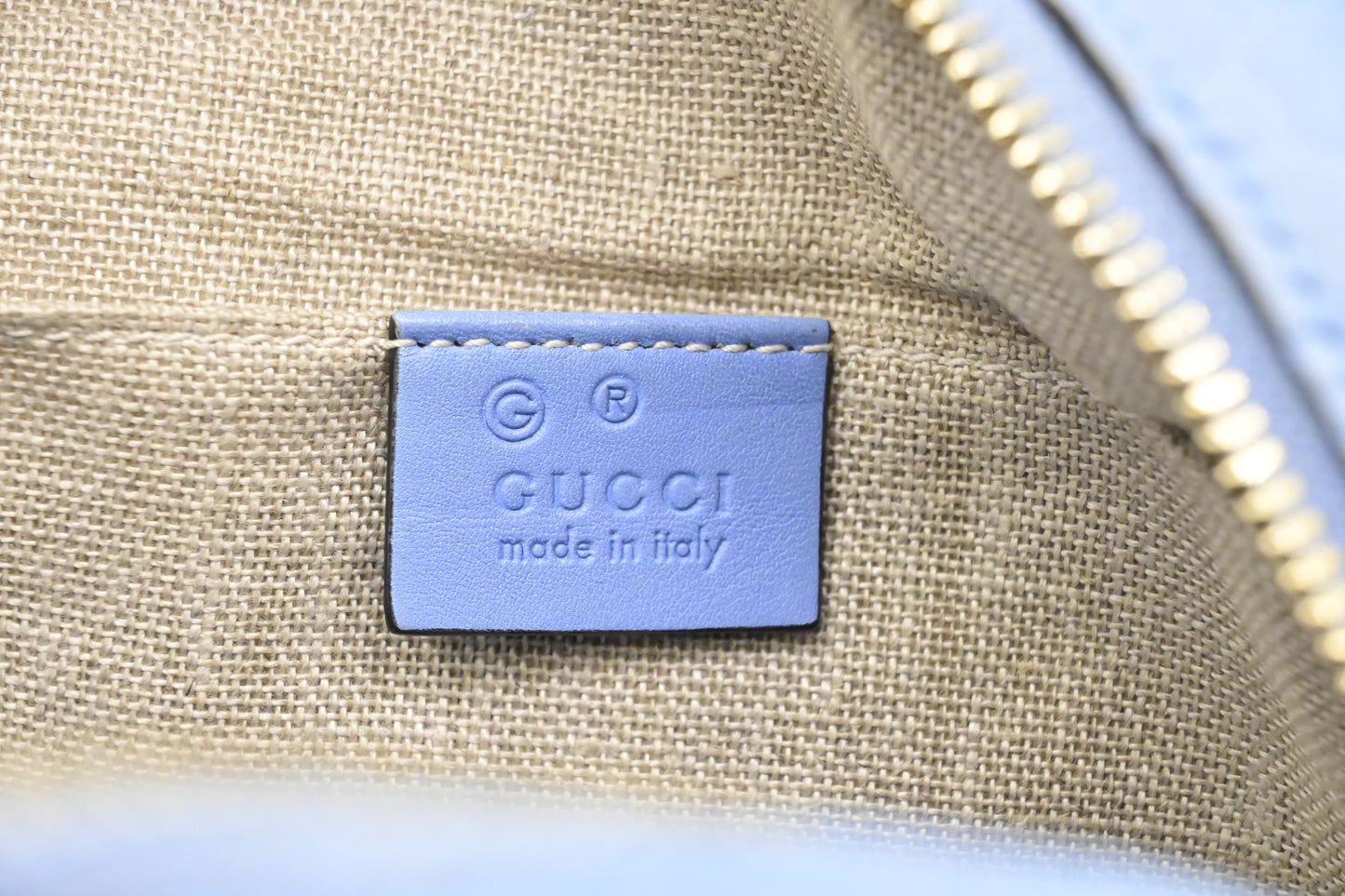 Gucci Crossbody in Baby Blue Micro Guccissima Leather