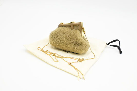 Fendi Nano First Charm in Brown Shearling