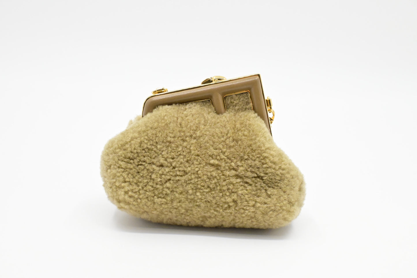 Fendi Nano First Charm in Brown Shearling
