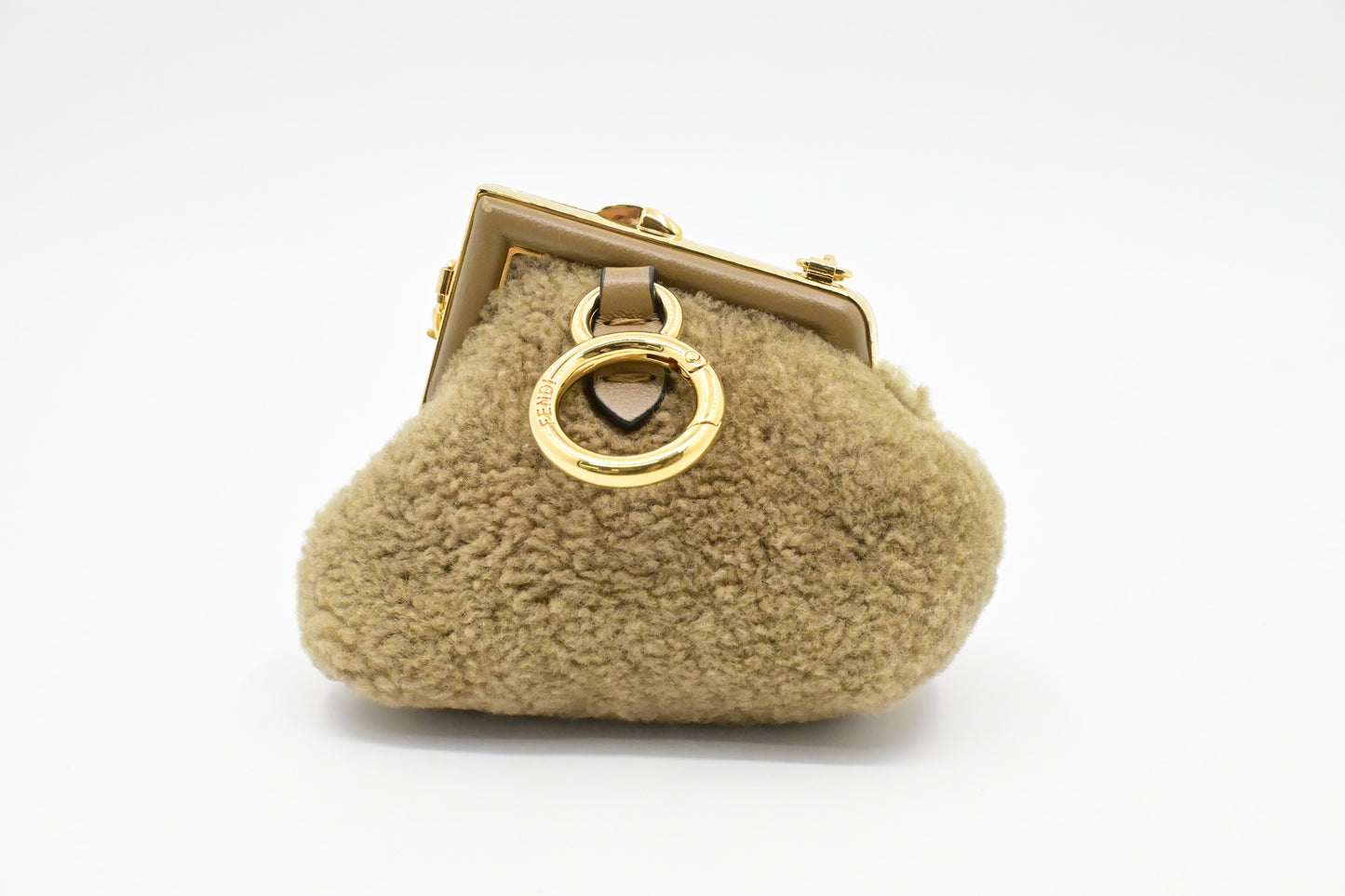 Fendi Nano First Charm in Brown Shearling