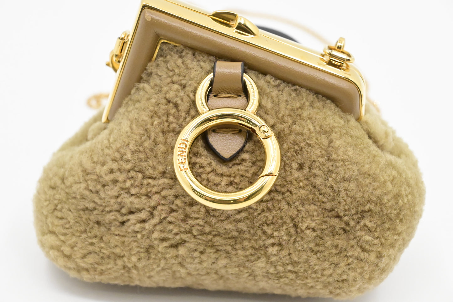 Fendi Nano First Charm in Brown Shearling