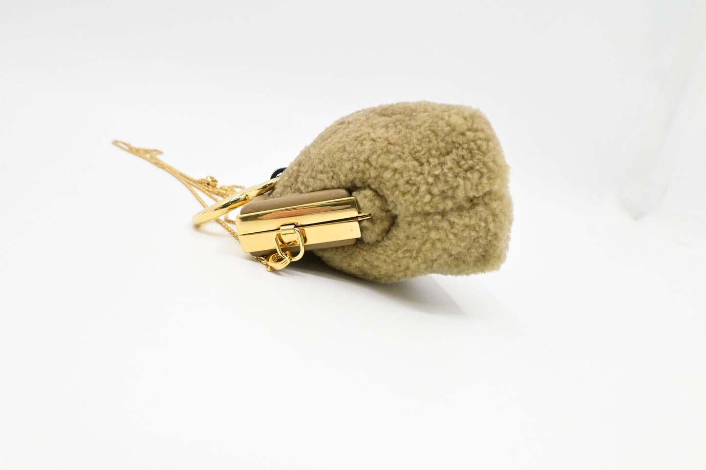 Fendi Nano First Charm in Brown Shearling