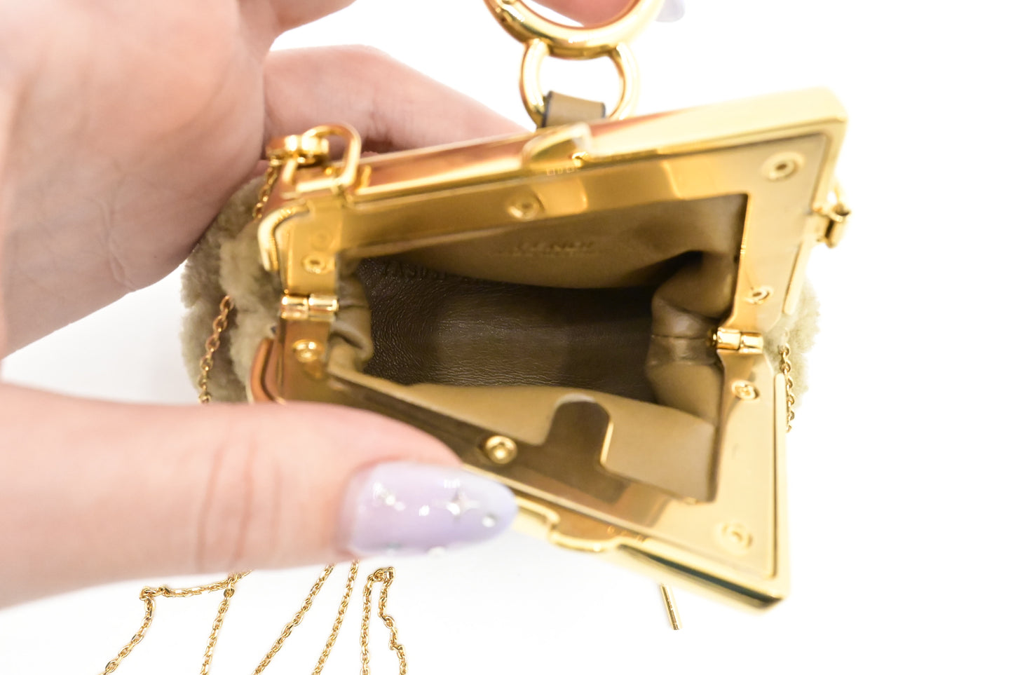 Fendi Nano First Charm in Brown Shearling