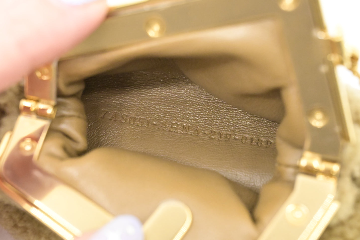 Fendi Nano First Charm in Brown Shearling