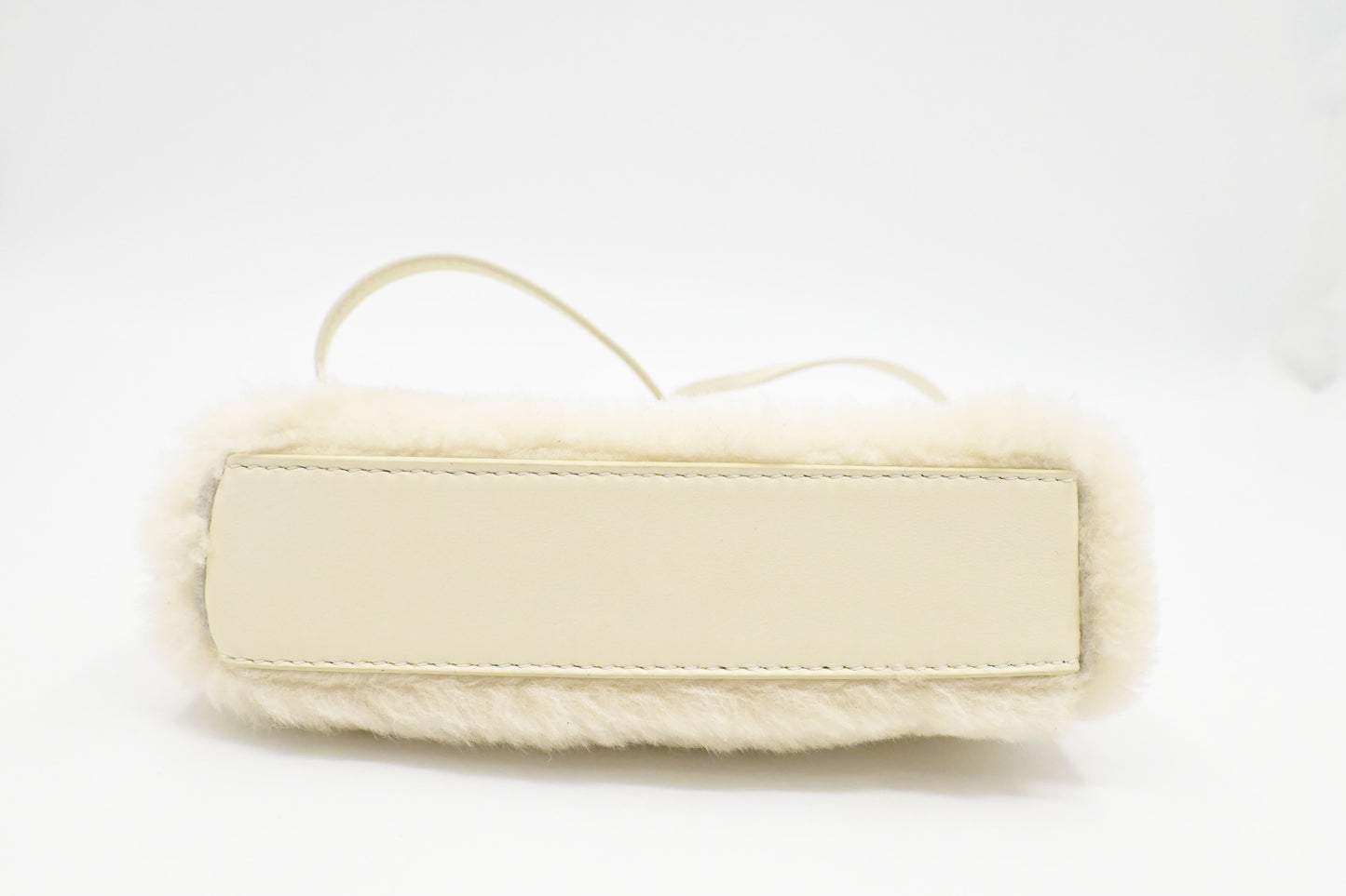 Fendi Montone Liscio Mini Peekaboo Crossbody in White Shearling