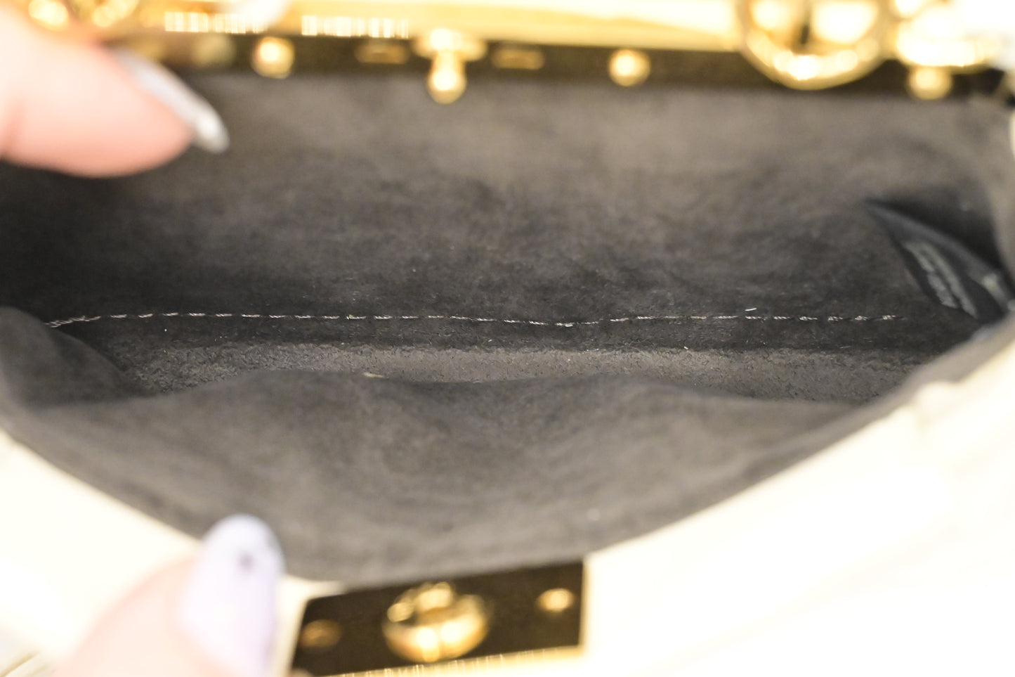Fendi Montone Liscio Mini Peekaboo Crossbody in White Shearling
