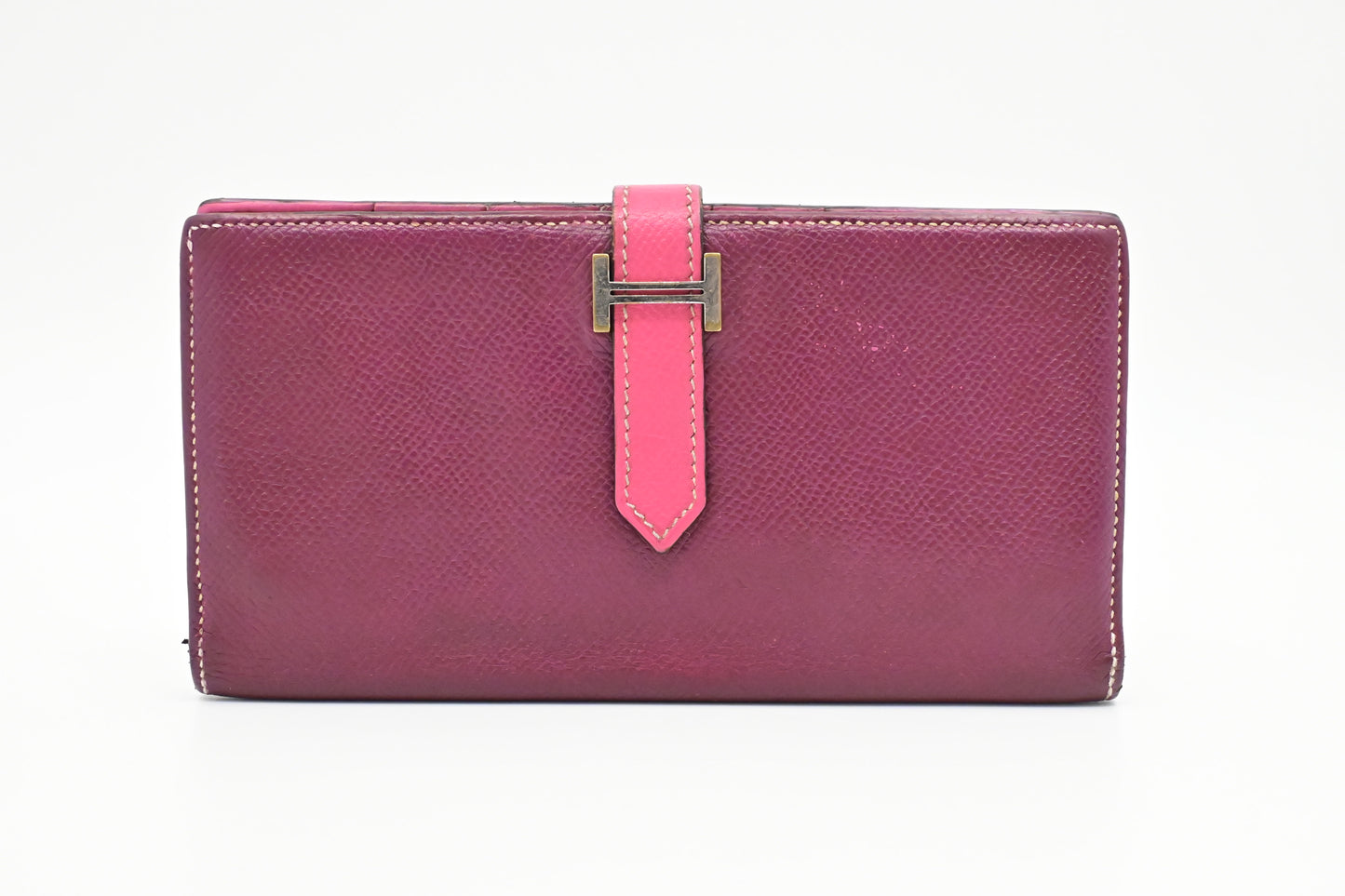 Hermes Bearn Soufflet Wallet in Burgundy Leather
