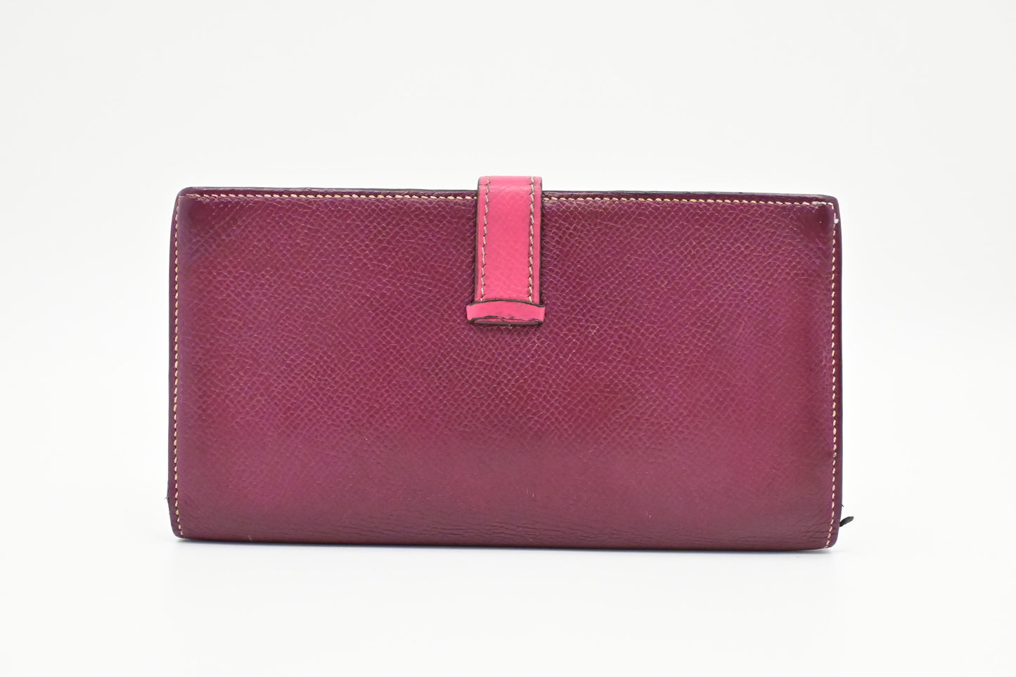 Hermes Bearn Soufflet Wallet in Burgundy Leather