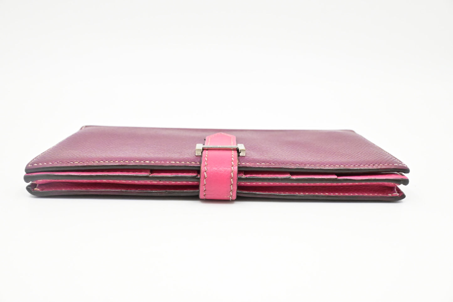Hermes Bearn Soufflet Wallet in Burgundy Leather