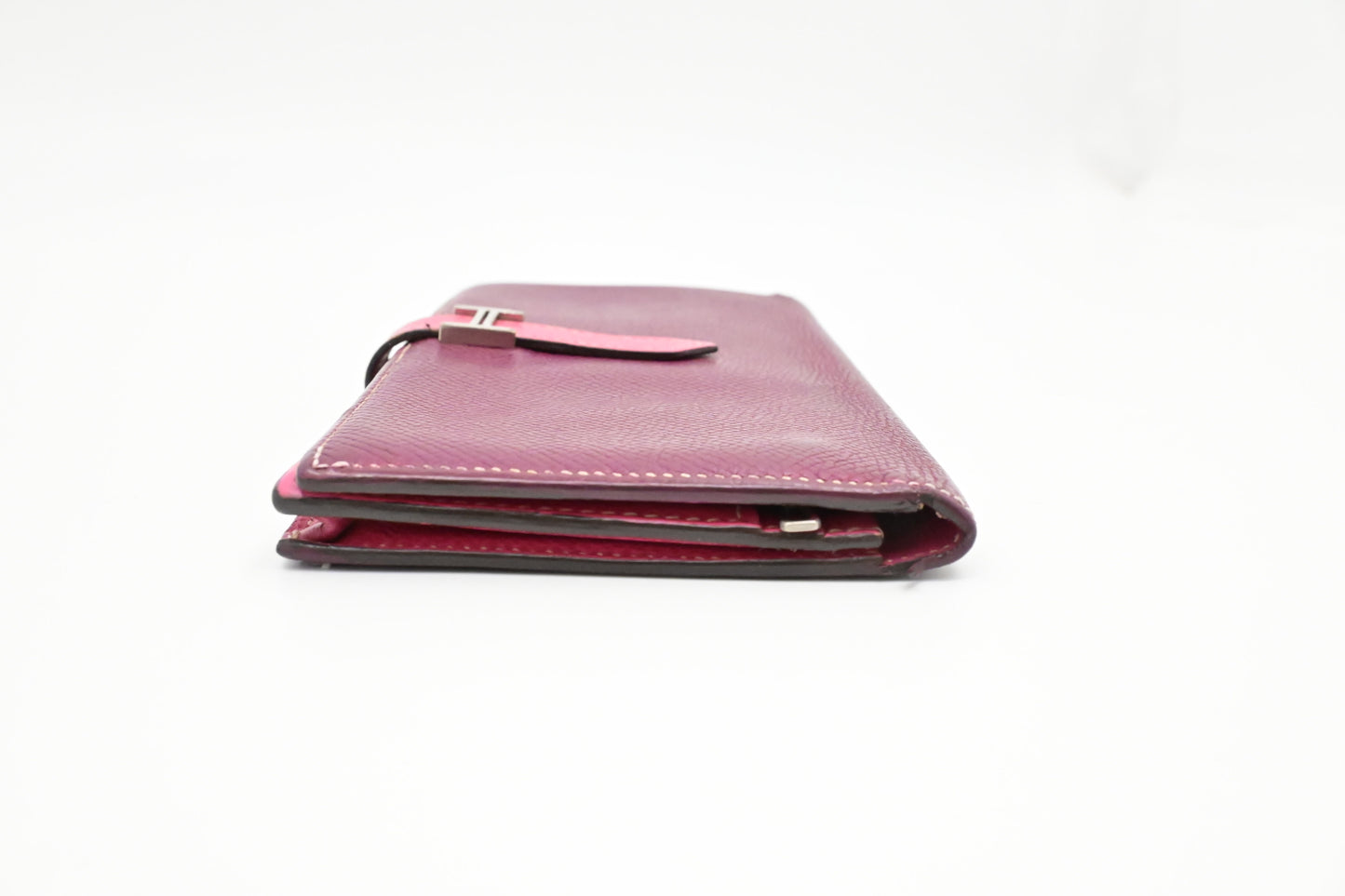 Hermes Bearn Soufflet Wallet in Burgundy Leather