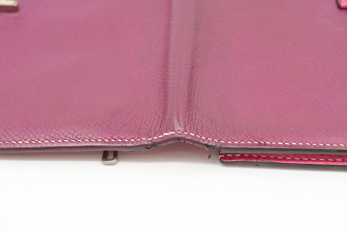 Hermes Bearn Soufflet Wallet in Burgundy Leather