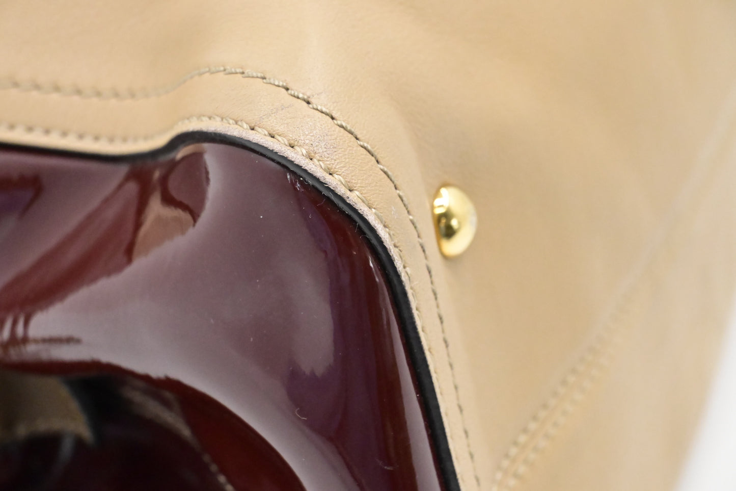 Fendi 2way Bag in Beige Leather and Red Patent Leather