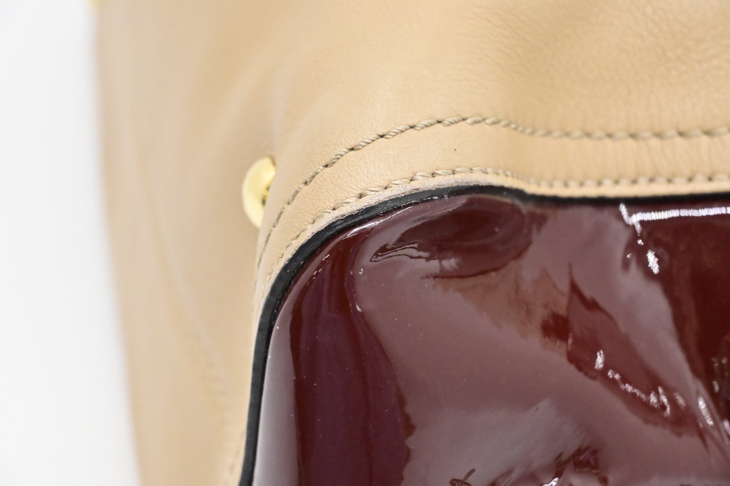 Fendi 2way Bag in Beige Leather and Red Patent Leather