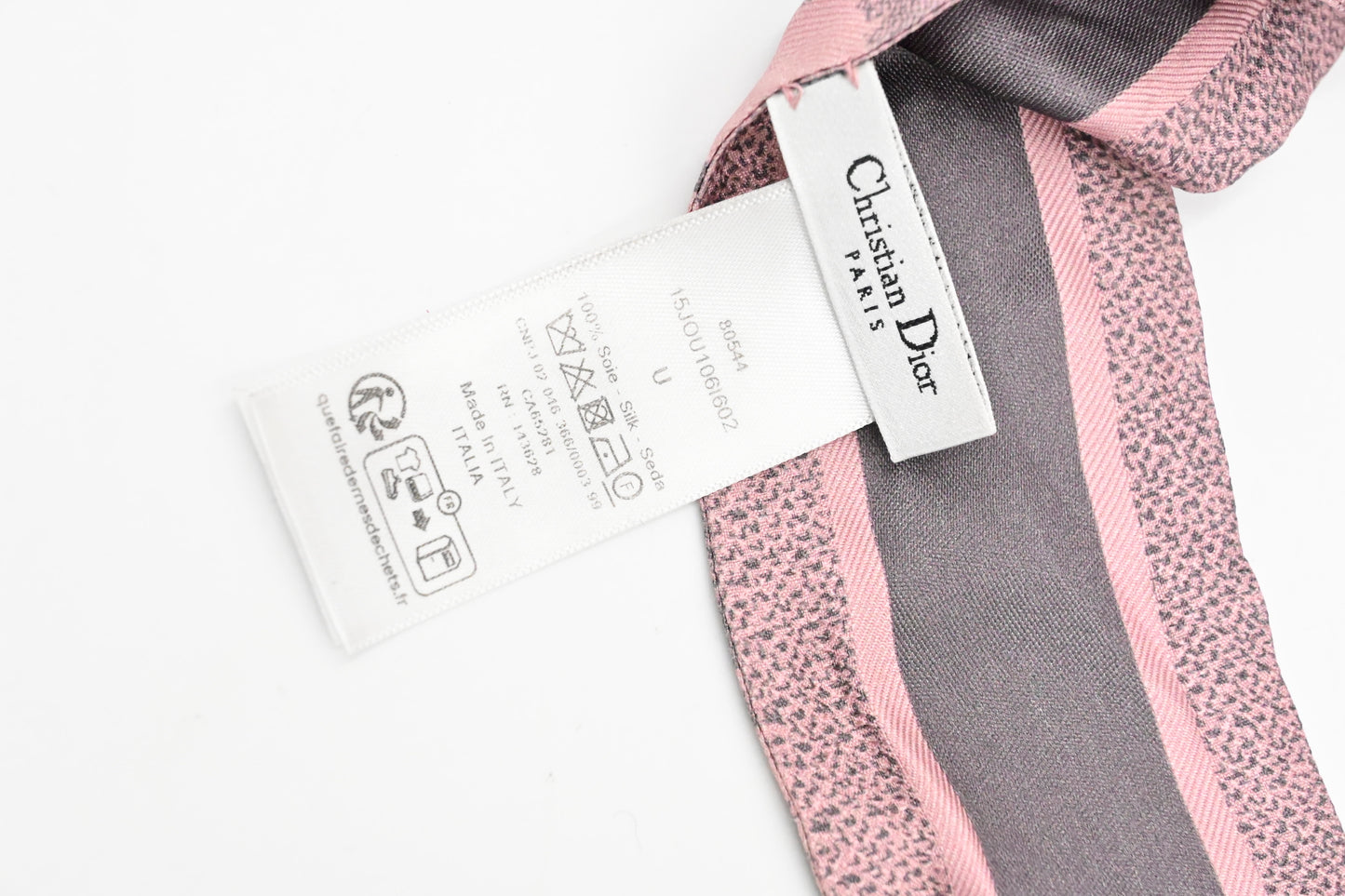 Dior Twilly in Pink & Gray Toile de Jouy Sauvage Silk