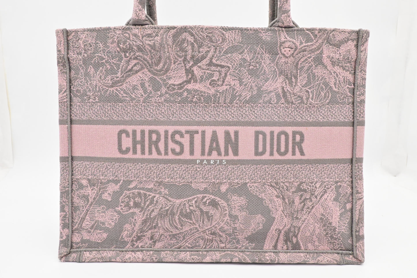 Dior Medium Book Tote in Pink Toile de Jouy Sauvage Embroidery
