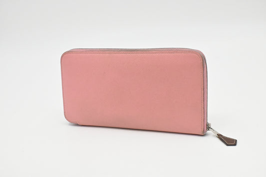 Hermes Epsom Silk'in Zippy Wallet in Light Pink Leather