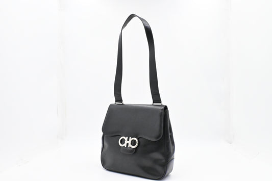 Ferragamo Shoulder Bag in Black Leather