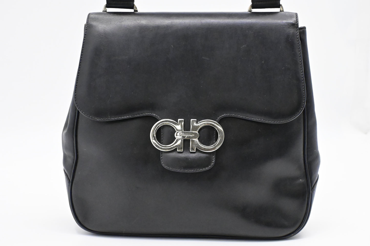 Ferragamo Shoulder Bag in Black Leather