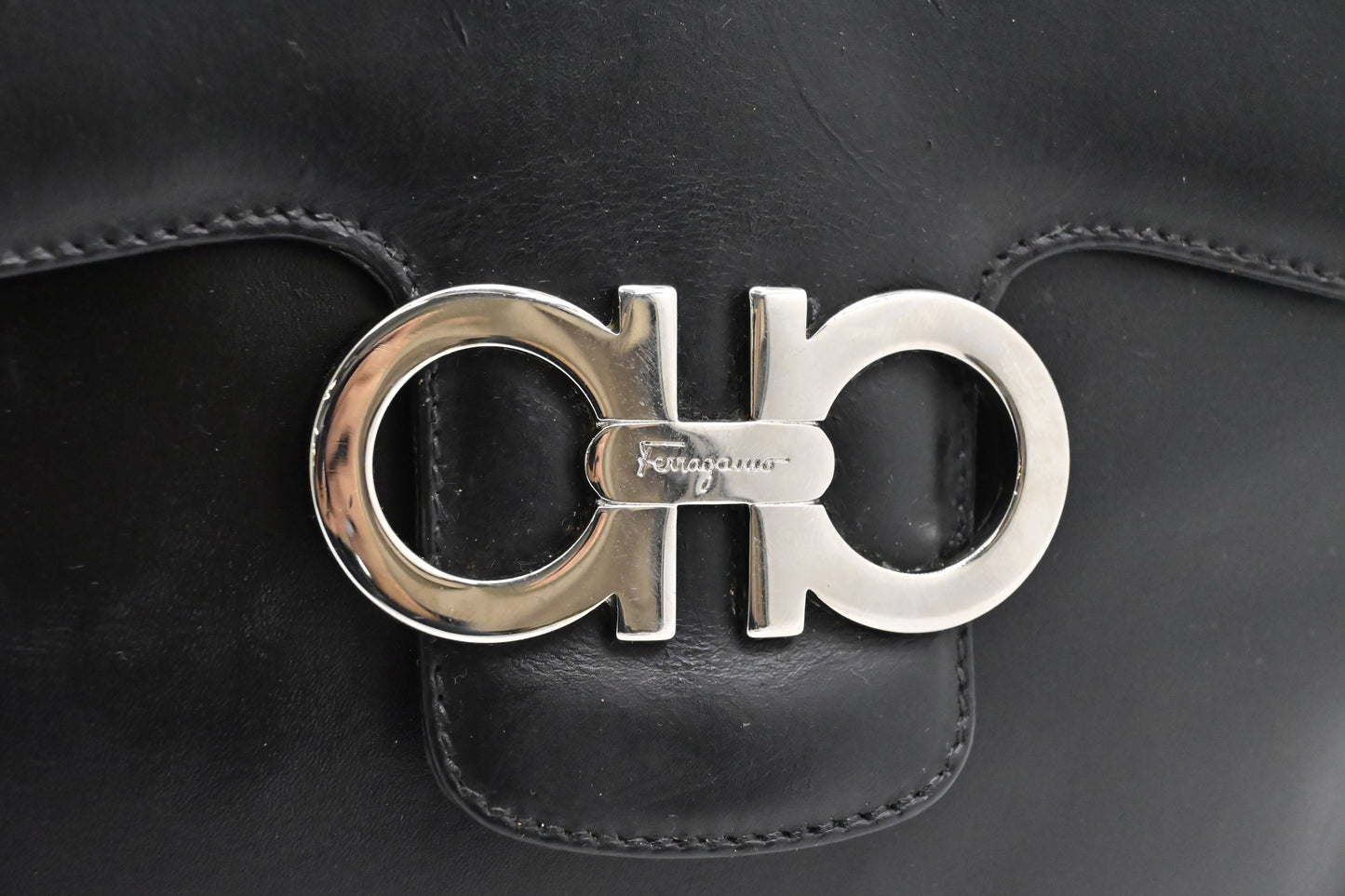 Ferragamo Shoulder Bag in Black Leather