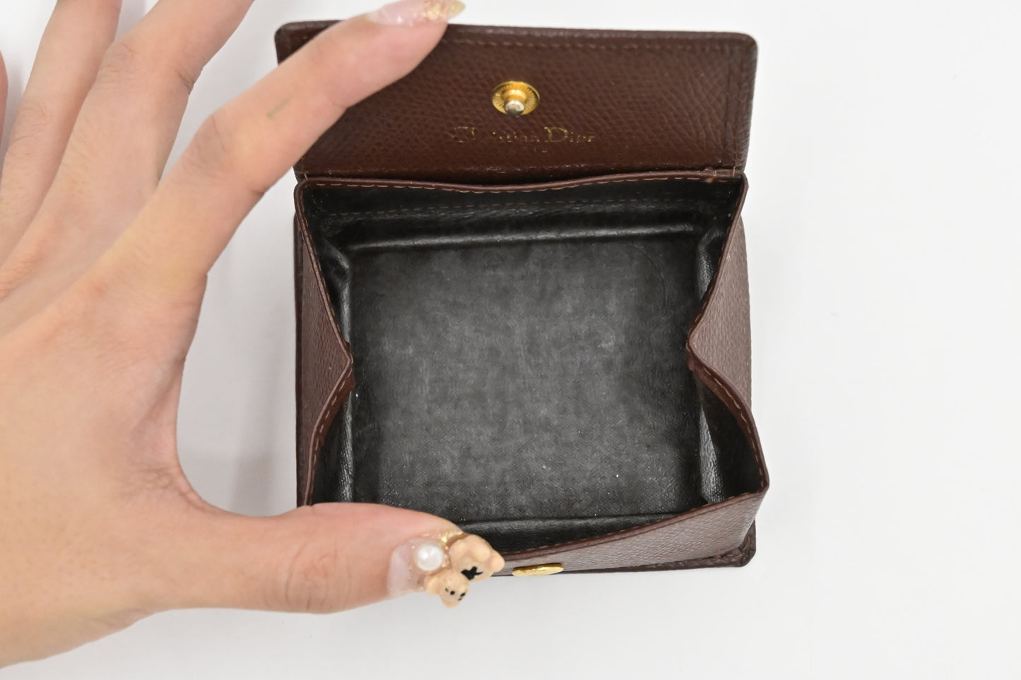 Dior Coin Case in Brown Leather