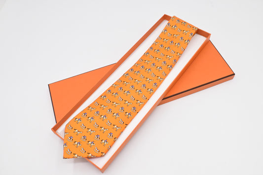 Hermes Tie in Orange Silk