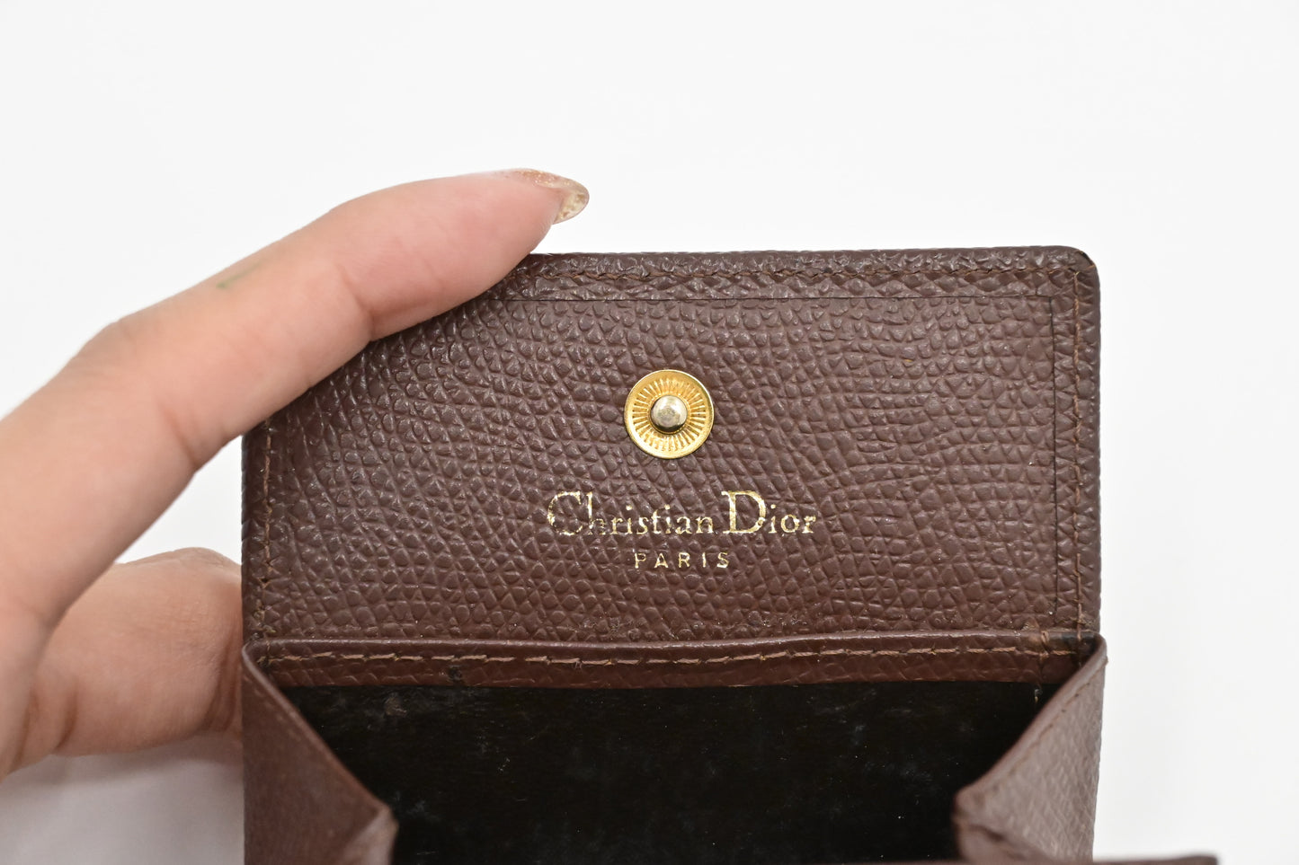 Dior Coin Case in Brown Leather