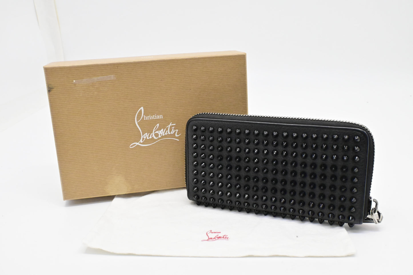 Louboutin Macaron Wallet in Black Studded Leather