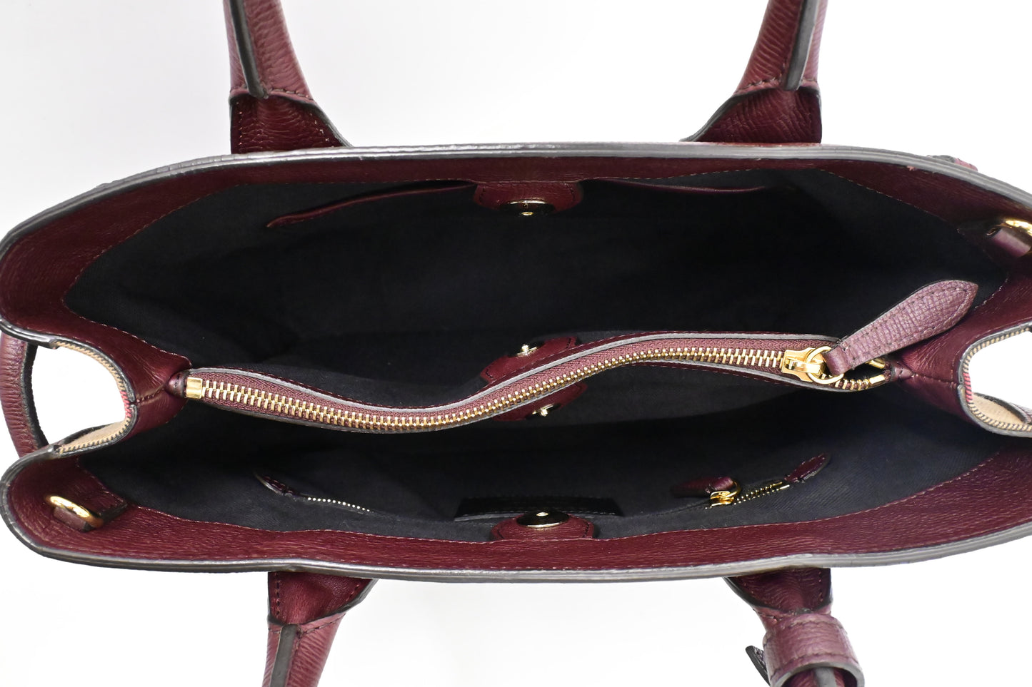 Burberry Banner House Check Medium Tote in Burgundy Leather