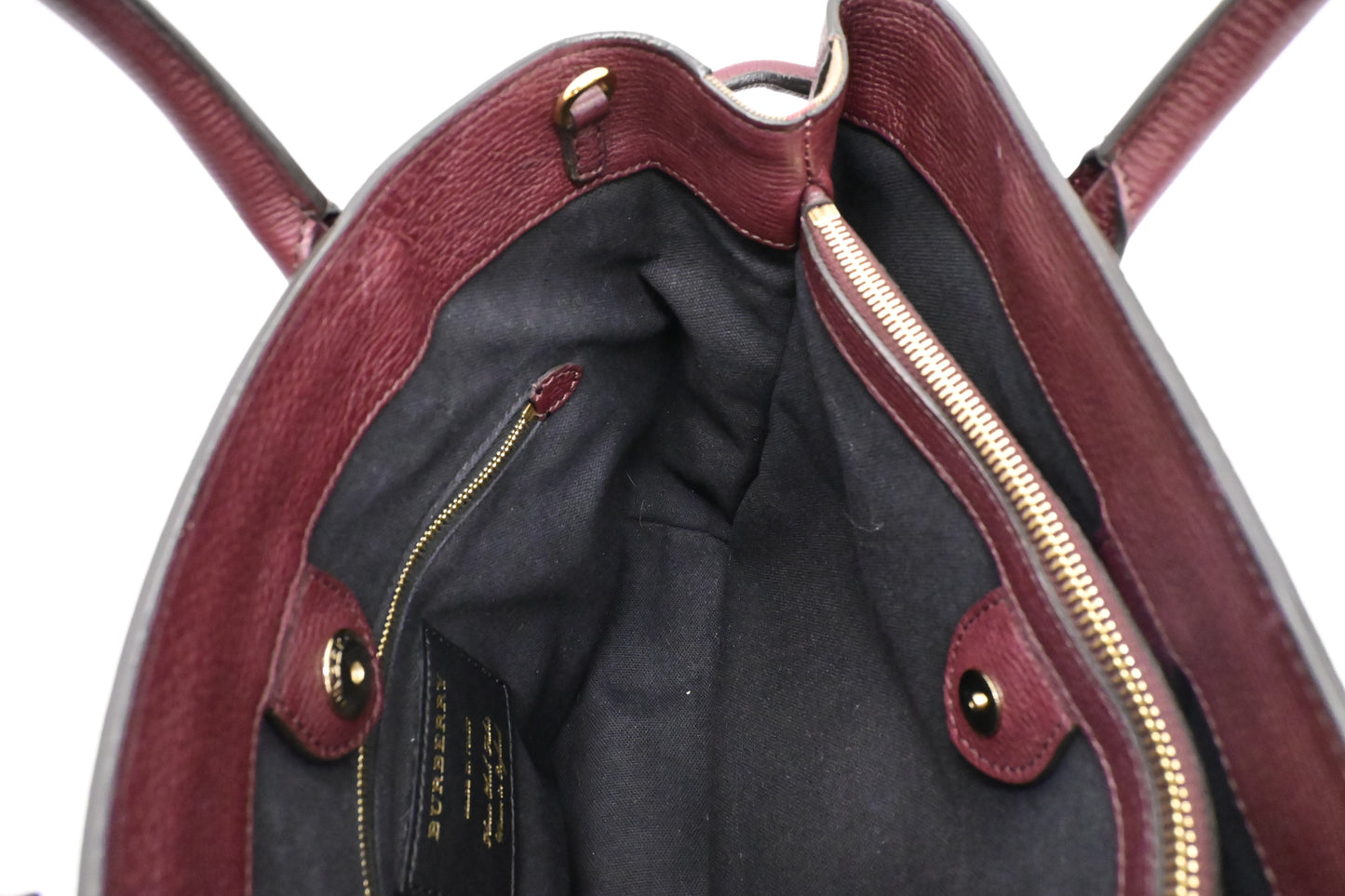 Burberry Banner House Check Medium Tote in Burgundy Leather