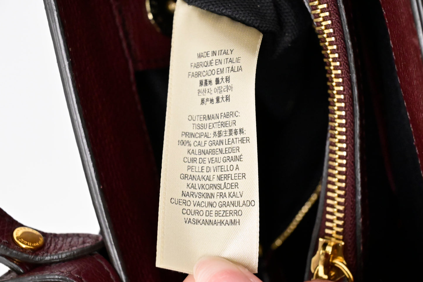 Burberry Banner House Check Medium Tote in Burgundy Leather