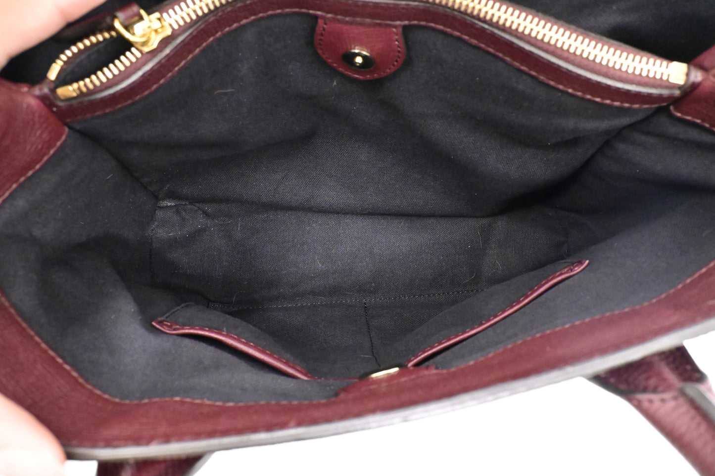 Burberry Banner House Check Medium Tote in Burgundy Leather