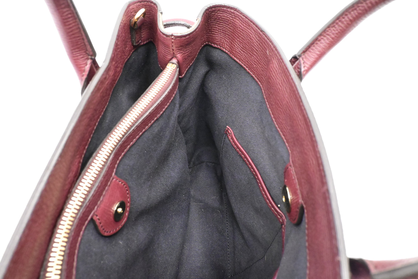 Burberry Banner House Check Medium Tote in Burgundy Leather
