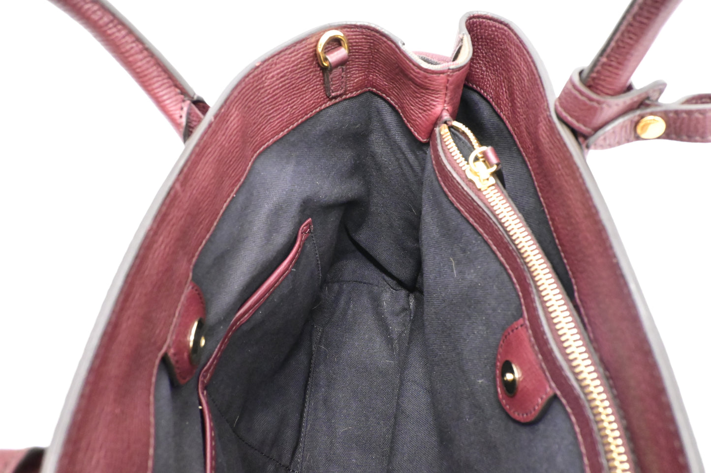 Burberry Banner House Check Medium Tote in Burgundy Leather