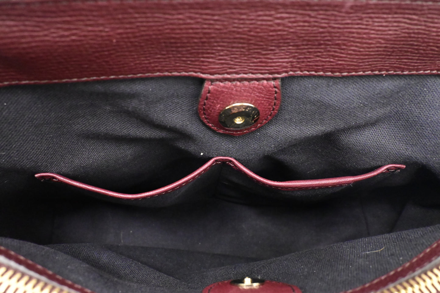 Burberry Banner House Check Medium Tote in Burgundy Leather