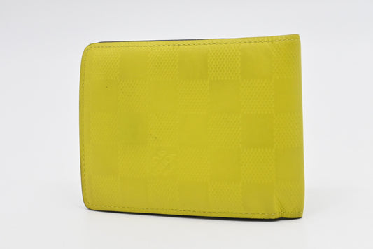 Multiple Bifold Wallet in Vert Acide Damier Infini Leather