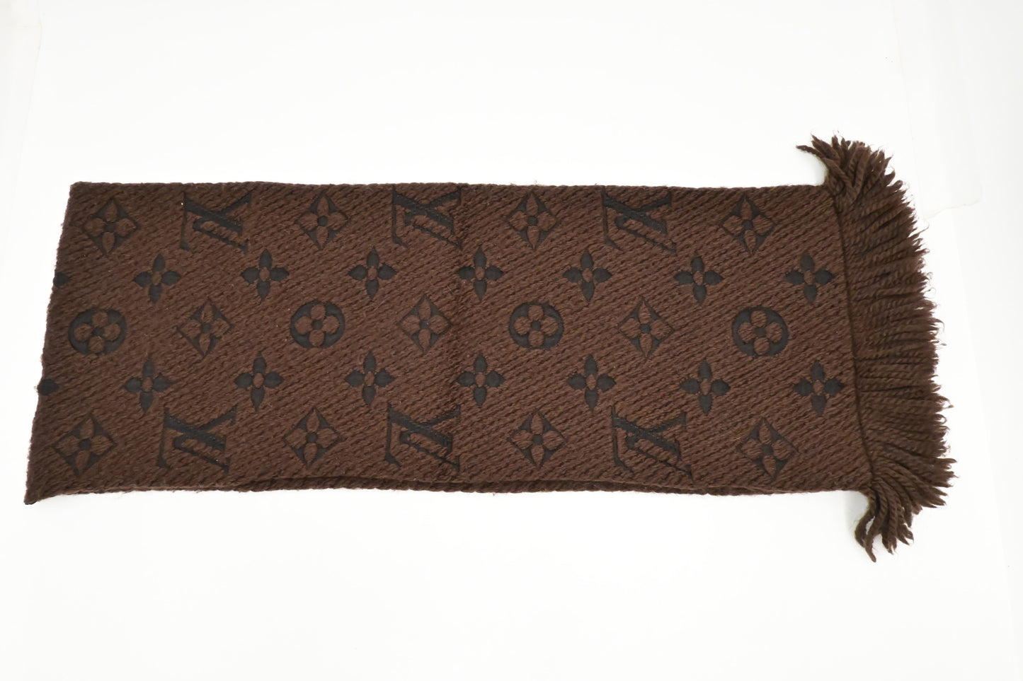Louis Vuitton Logomania Scarf in Brown Wool and Silk