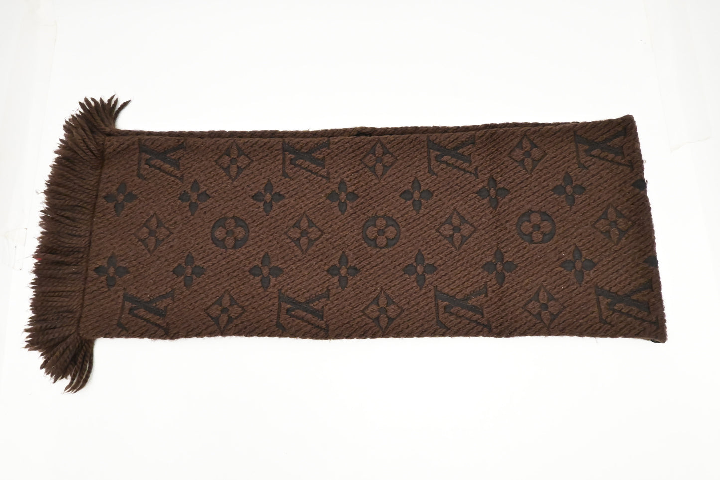 Louis Vuitton Logomania Scarf in Brown Wool and Silk